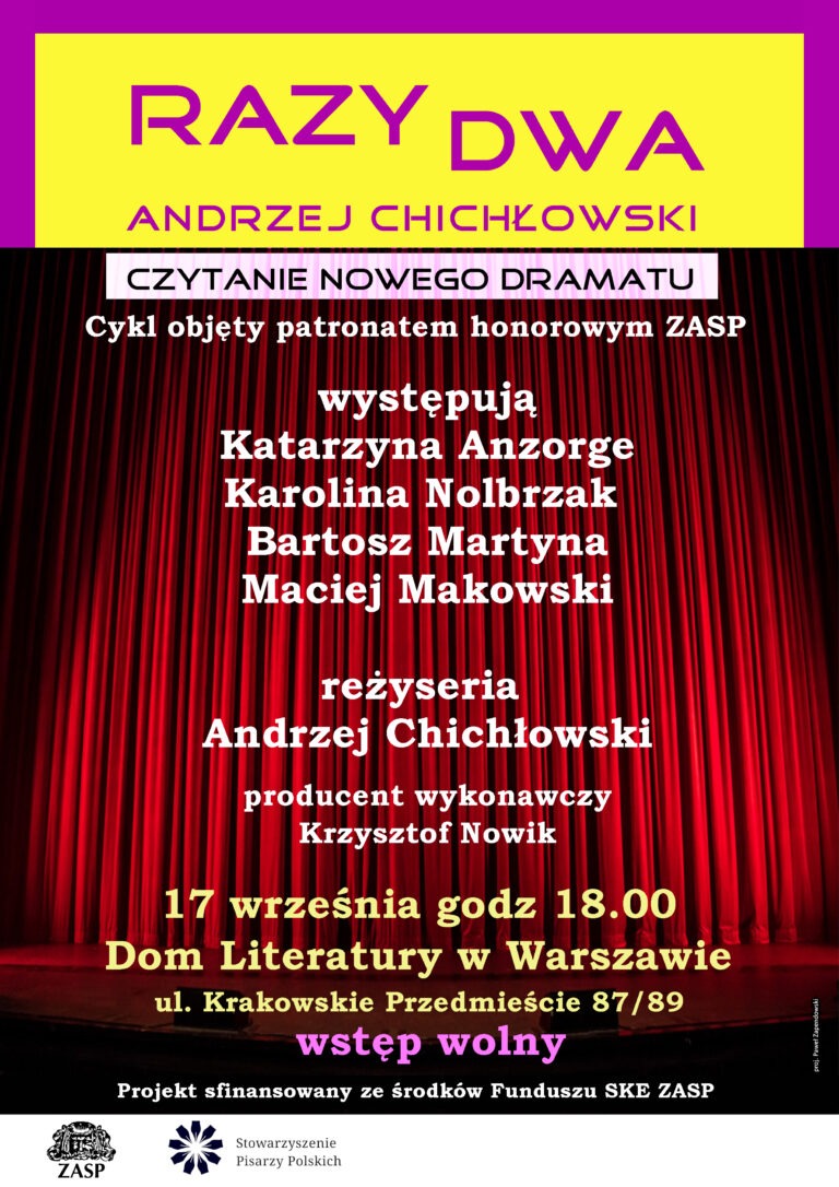 plakat czytania performatywnego RAZY DWA